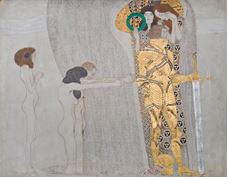 Show Beethoven Frieze: The Yearning for Happiness, The Well-Armed Strong (Long wall, Panel 3), 1901 details