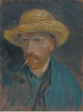 Show Self-Portrait with Straw Hat and Pipe, 1887 details