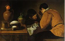 Show Two Young Men Eating At A Humble Table, c.1622 details