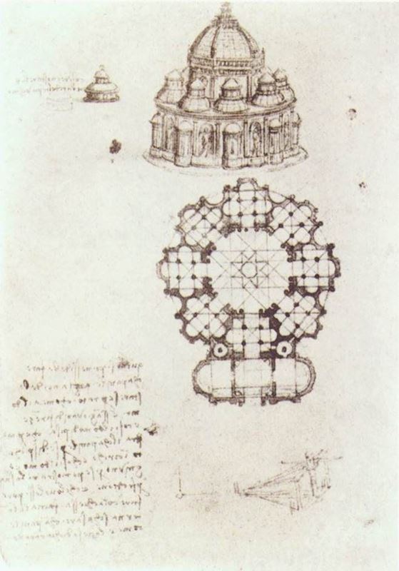 Merkezi planlı kilise görünüm ve planı, 1488 dolayları resmi