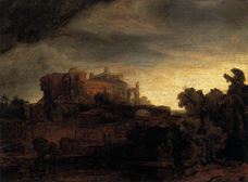 Show Landscape with Buildings, 1642-1646 details