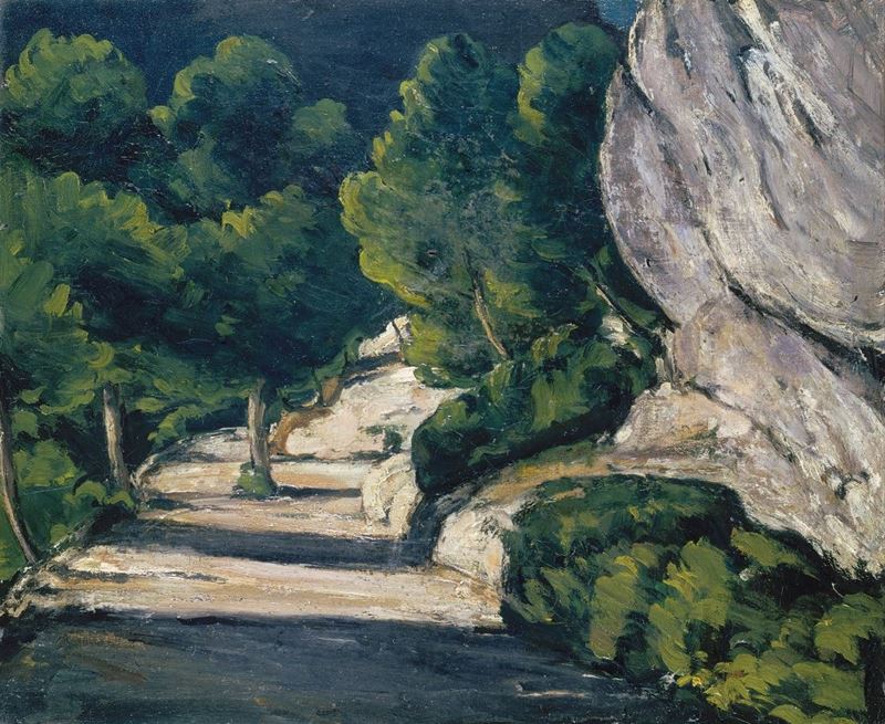 Manzara. Kayalık Dağlarda Ağaçlı Yol, 1870-1871 resmi