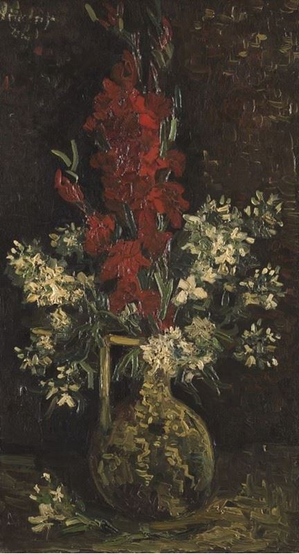 Beyaz ve Kırmızı Çiçekli Vazo, 1886 resmi