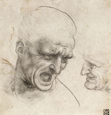 Show Study of Two Warriors' Heads for the Battle of Anghiari, c. 1504-1505 details