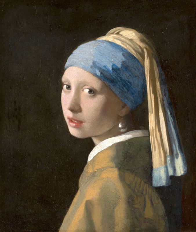 İnci Küpeli Kız, 1665 dolayları, Tuval üzerine yağlıboya, 44.5 x 39 cm, Mauritshuis, The Hague, Hollanda.