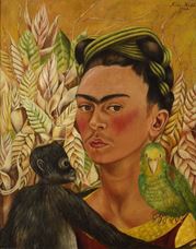 Show Self-Portrait with Monkey and Parrot, 1942 details