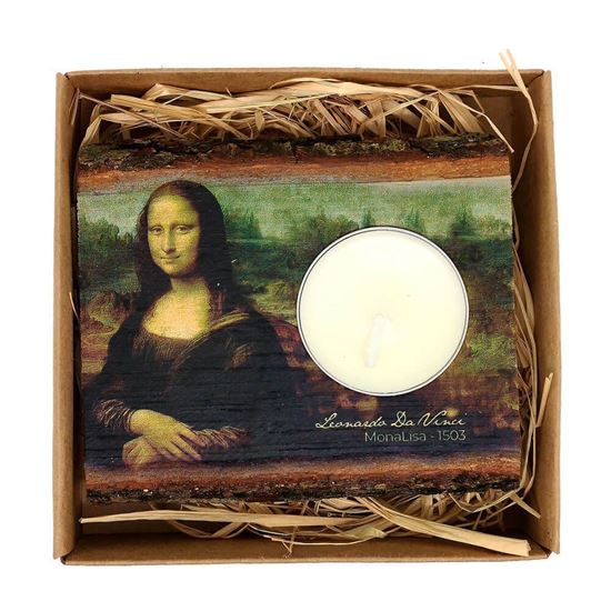 Da Vinci - Mona Lisa - Ahşap Mumluk