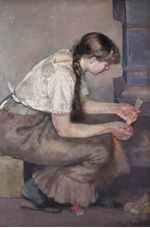 Show Girl Kindling a Stove, 1883 details