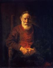 Show Portrait of an Old Man in Red, 1652-1654 details