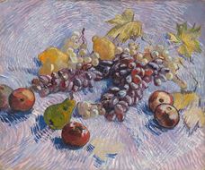 Show Grapes, Lemons, Pears, and Apples, 1887 details