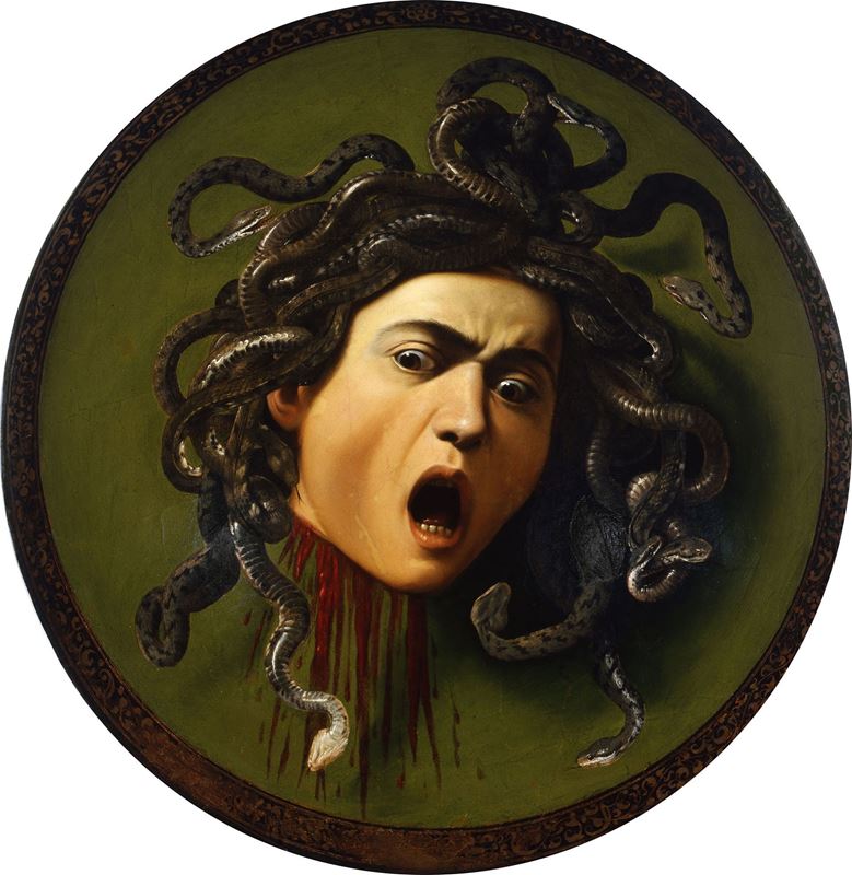 Medusa, 1598, Tuval üzerine yağlıboya, Çap 58 cm, Uffizi Gallery, Florence, İtalya.