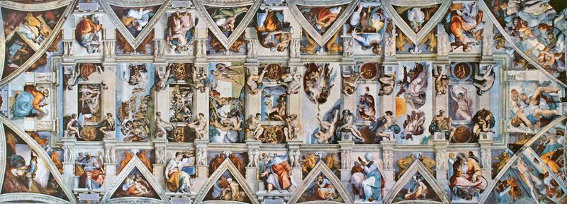 Sistine Şapeli tavanı, 1508-1512, Fresk, 13.7 x 39 m, Vatikan.