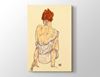 Schiele - Arkası Dönük Oturan Kadın - Kanvas Tablo