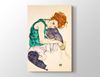 Schiele - Dizi Bükük Oturan Kadın - Kanvas Tablo