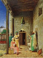 Show Hojas Conversing in front of the Mosque Door, c. 1890 details