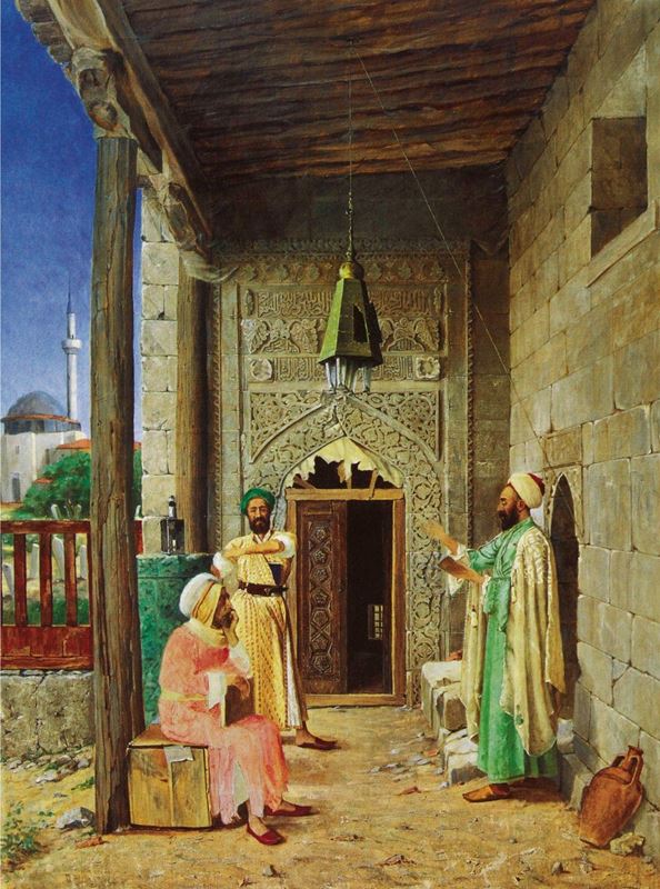 Cami Kapısı Önünde Konuşan Hocalar, 1890 dolayları resmi