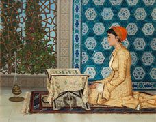 Show Girl Reading the Quran, 1880 details