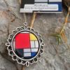 Mondrian - Kırmızı, Sarı, Mavi ve Siyah ile Kompozisyon - Kolye