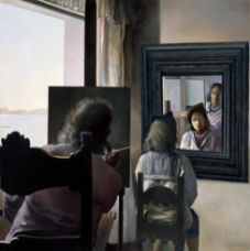 Altı Gerçek Aynadan Geçici Olarak Yansıyan Altı Kornea Görüntüsünde Sonsuzlaştırılan Gala’yı Arkasından Betimleyen Dalí’nin Arkadan Görünüşü, 1972-1973