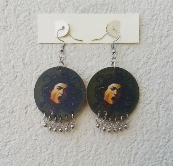 Caravaggio - Medusa - Deri Küpe